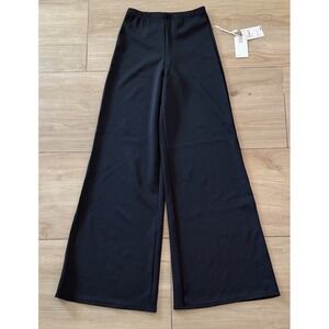 Good American Scuba Wide Leg Pants Black High Waist GKB0016 Size 1 NEW